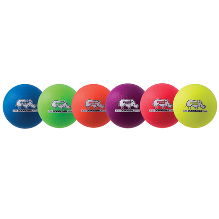 CHAMPION SPORTS Rhino Skin® 6in Low Bounce Dodgeball Set, Assorted Neon Colors, 6/Set RXD6NRSET